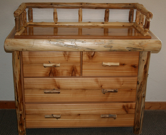Cedar Log Changing Dresser Barn Wood Furniture Rustic Barnwood