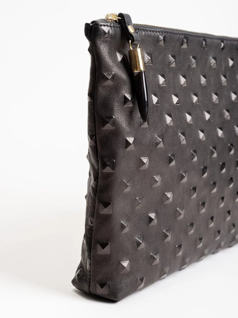 black studded clutch