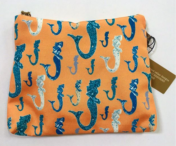 1 PAIR COSMETIC Bags, Large + SMALL in Mermaid Hermes orange- MADE TO  ORDER, 4 WEEKS DELIVERY — root cellar designs