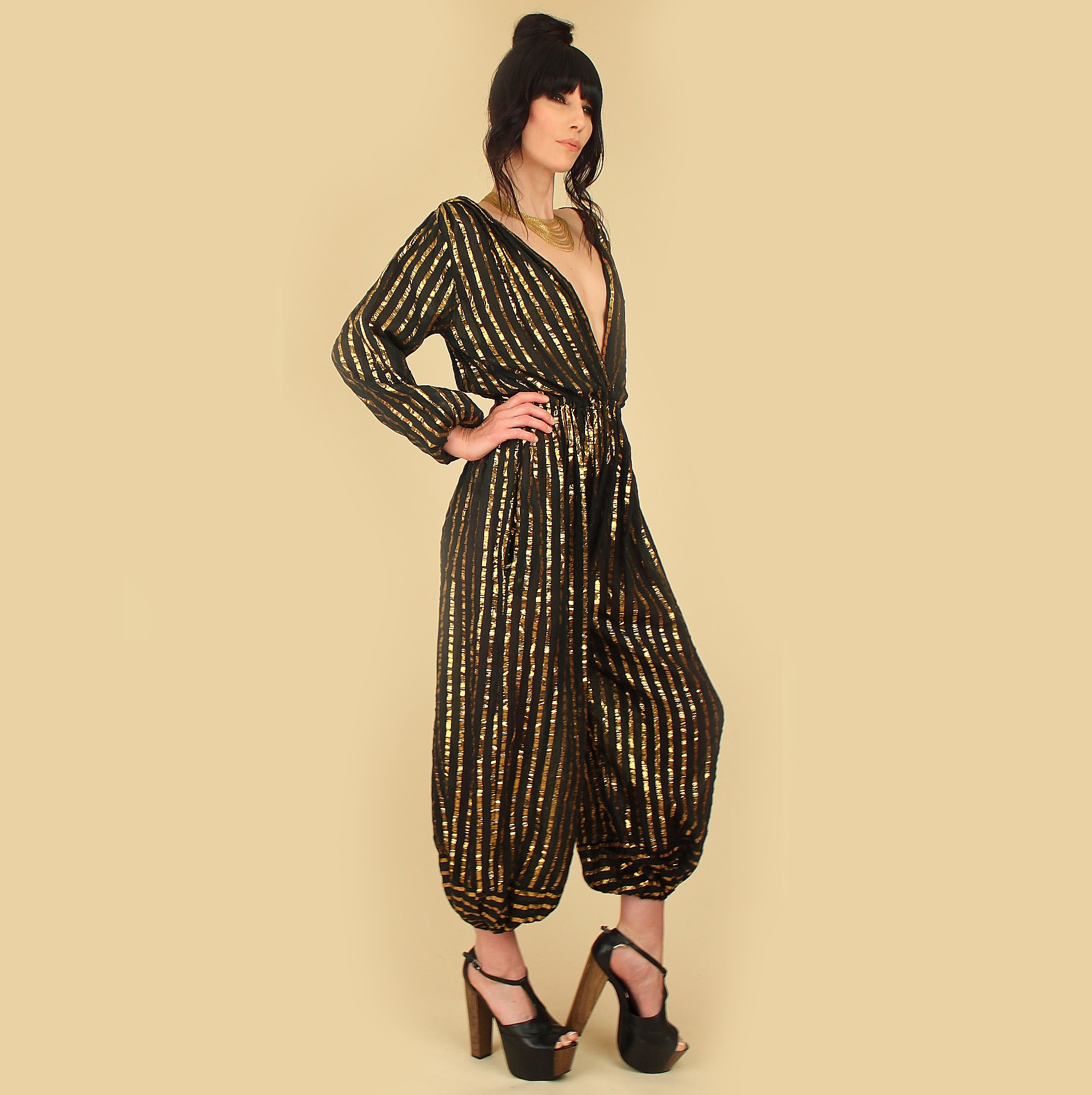 70s metallic jumpsuit