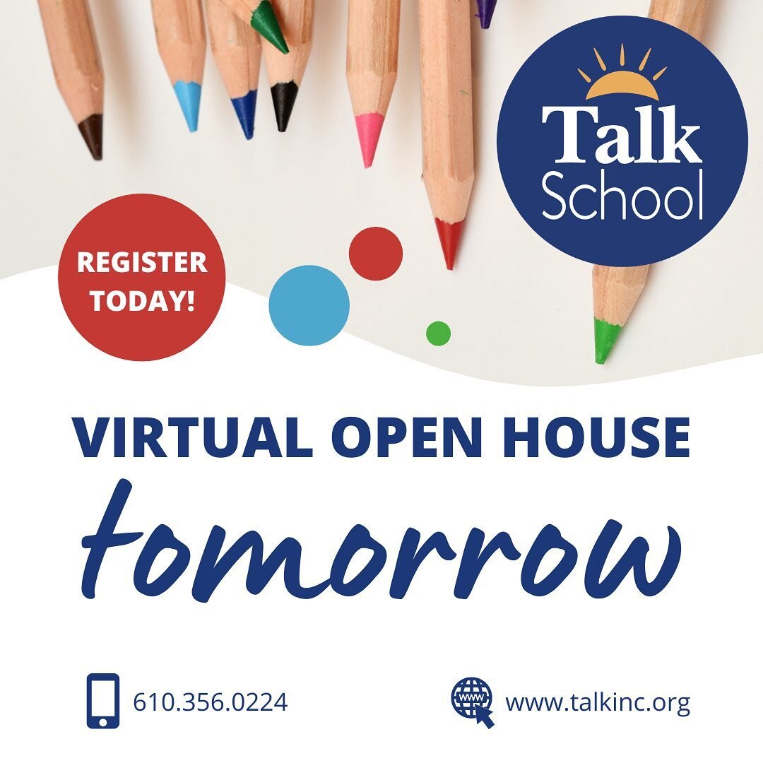 Please join us tomorrow, Wednesday, 6/14 at 11:30a, to learn more about Talk School. Did you know that we are the only speech and language school in PA? 
🗣 🏫 🌟 

🧠 We always presume competence in our students. 

✨Email Julie.kotler@berglovespizza.com to