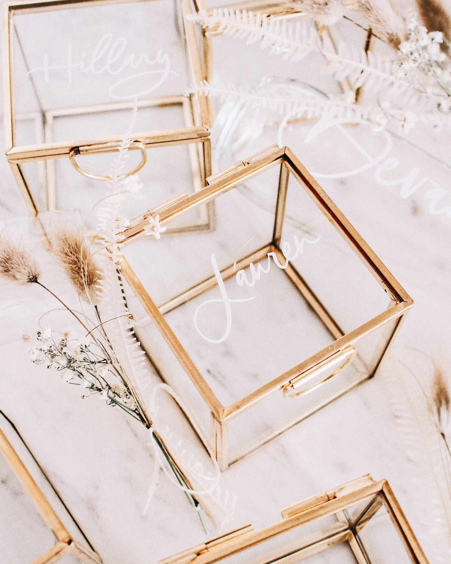 Customized Glass and Gold Jewelry Boxes — Lauren Saylor Interiors + Design  || A Fabulous Fete Wedding Invitations + Stationery
