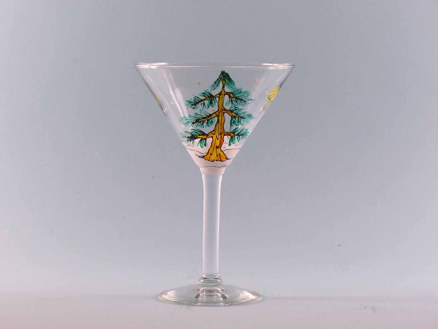 Winter Woodland Martini Glass  Hand Painted Personalized Gifts