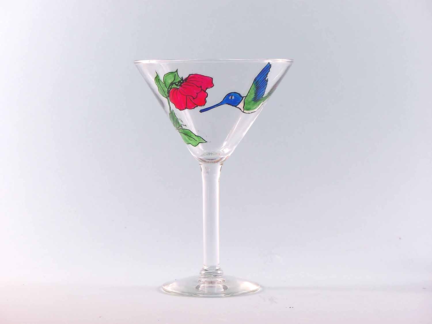 Hummingbird Martini Glass | Hand Painted Personalized Gifts