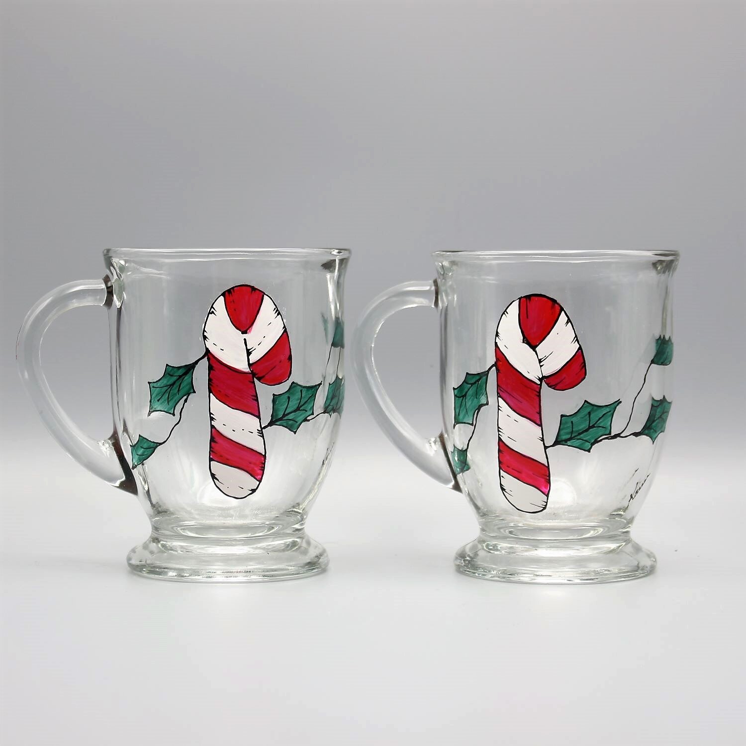 Candy Cane Coffee Mugs, Set of Two