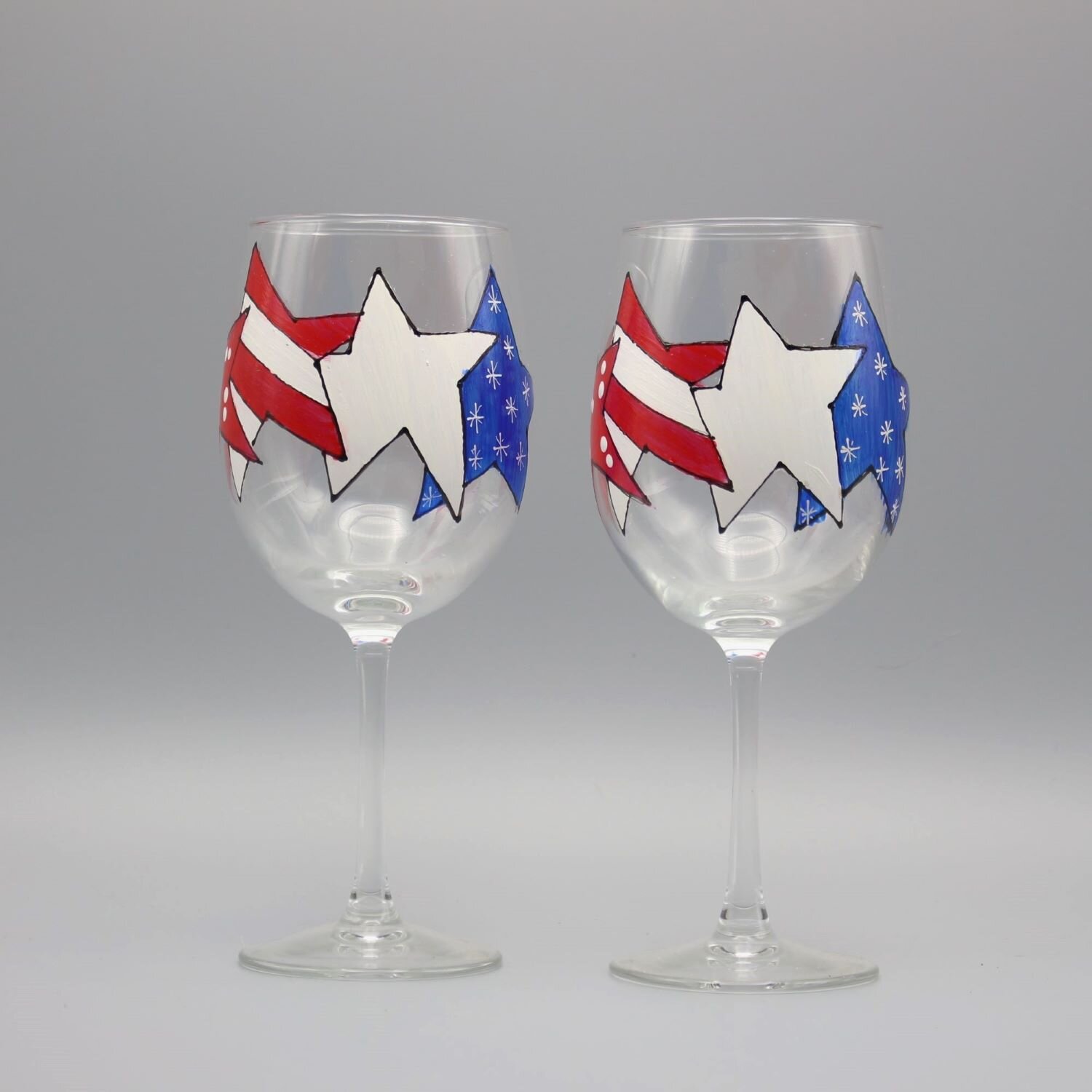 Patriotic Wine Glasses | Set of Two