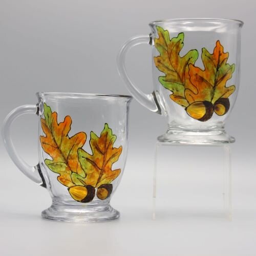 Custom design Glass Coffee Mugs~Set of two