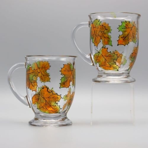Maple Leaf Coffee Mugs, Set of Two