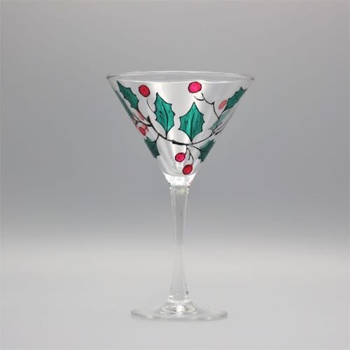 Holly Martini Glass | Hand Painted Personalized Gifts