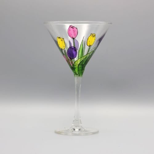 Tulip Martini Glass | Hand Painted Personalized Gifts