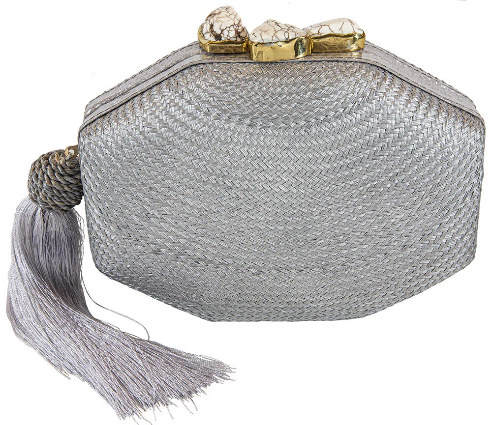 silver clutch with strap