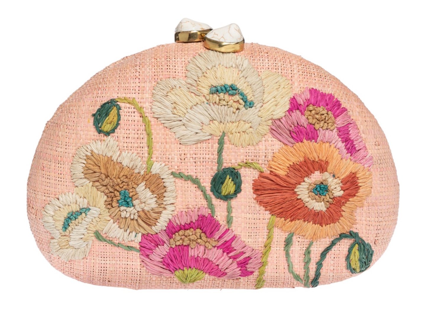 Petite pink bag with colorful patterned fabric designed by Mofa Barcelona