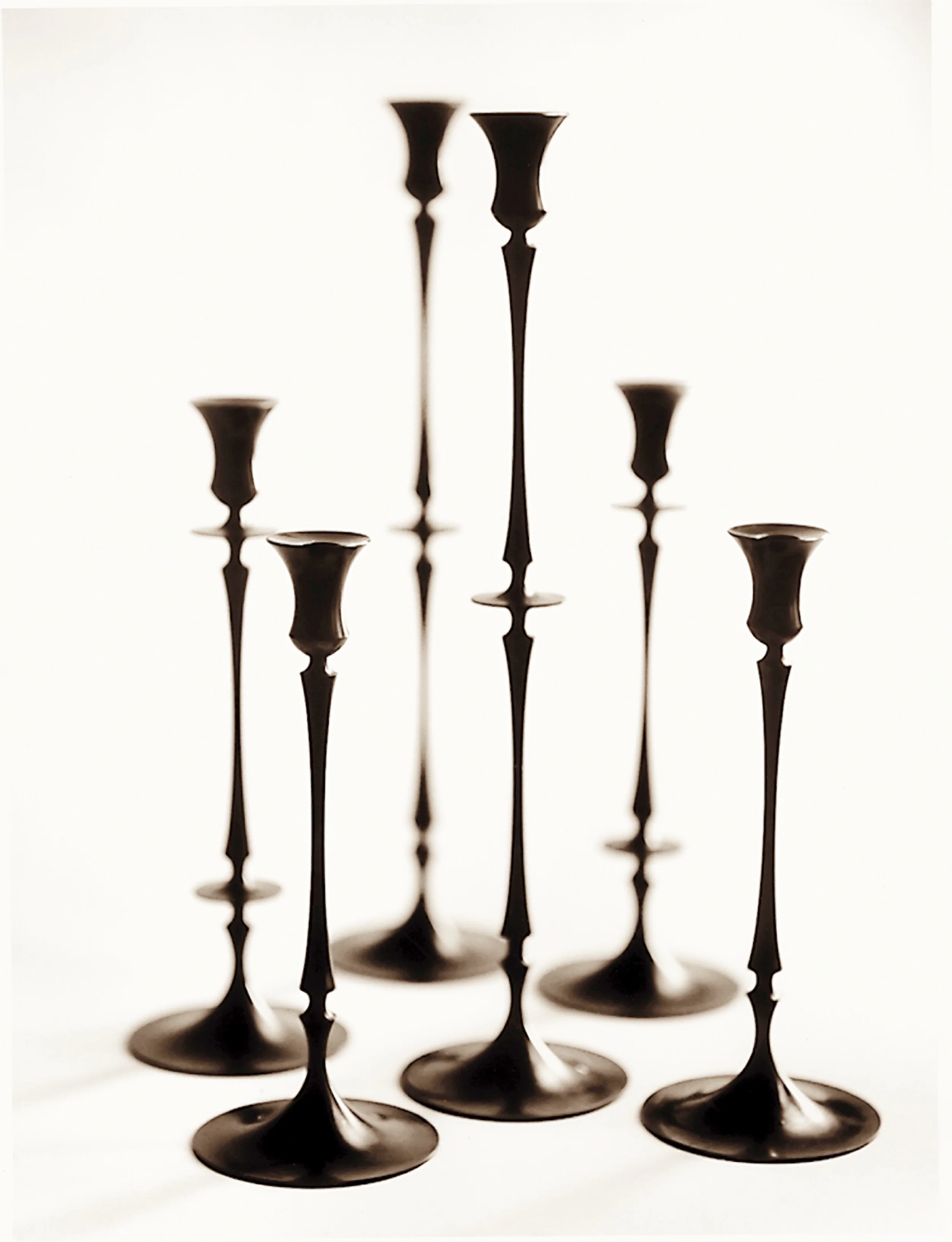 Ted Muehling Biedermeier Candlesticks, Oxidized Bronze by Ted Muehling Biedermeier Candlesticks, Oxidized Bronze by