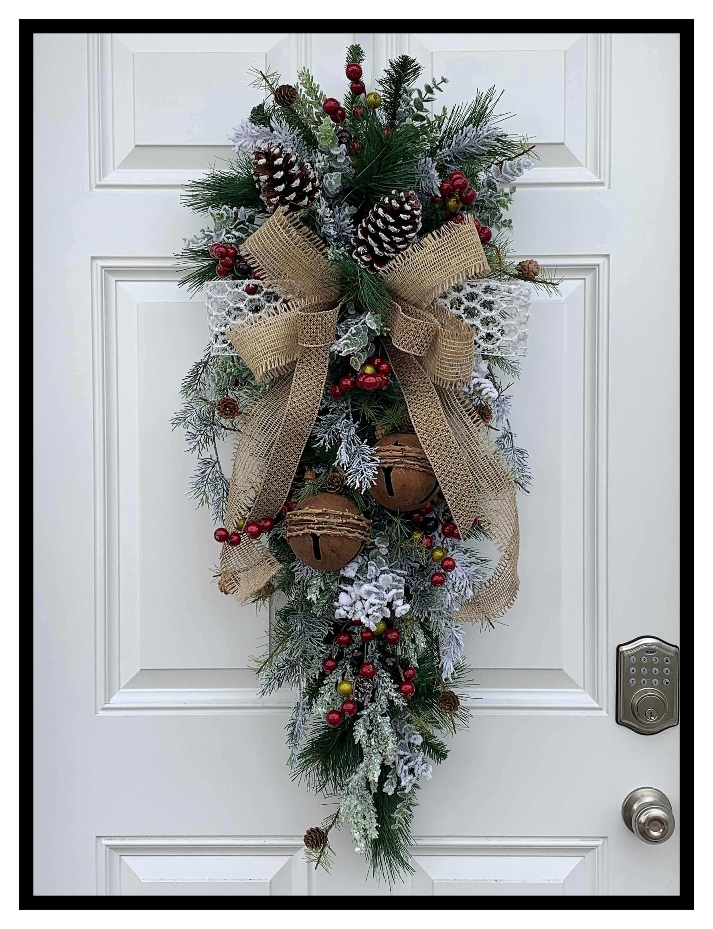 Rustic Winter Door Swag Christmas Door Swag Sugar Creek Home Decor