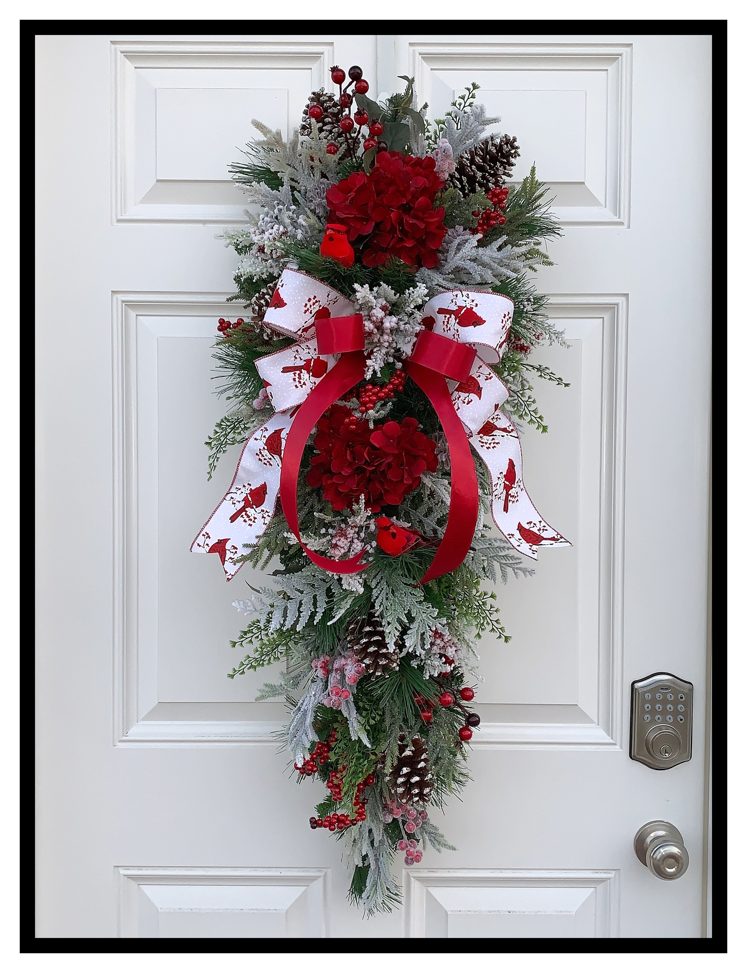 Winter Door Swag With Cardinals Winter Door Decor Sugar Creek