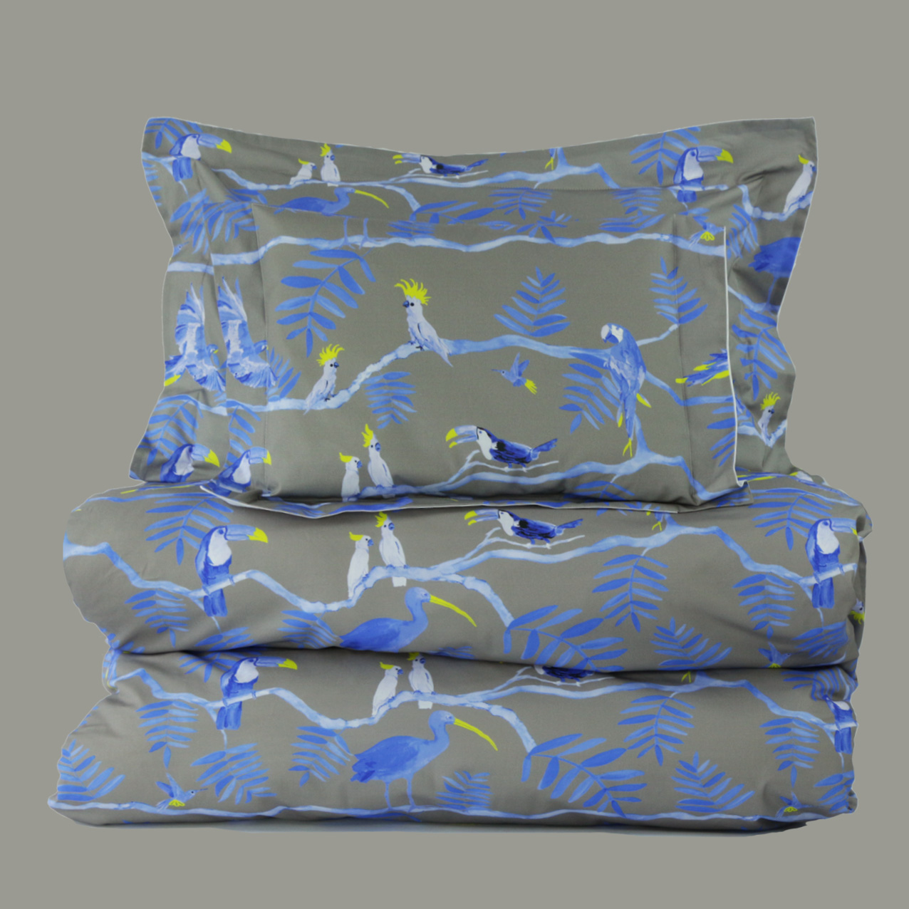 Pantanal Duvet Cover Blue Yellow And Grey Toucans Kariokas