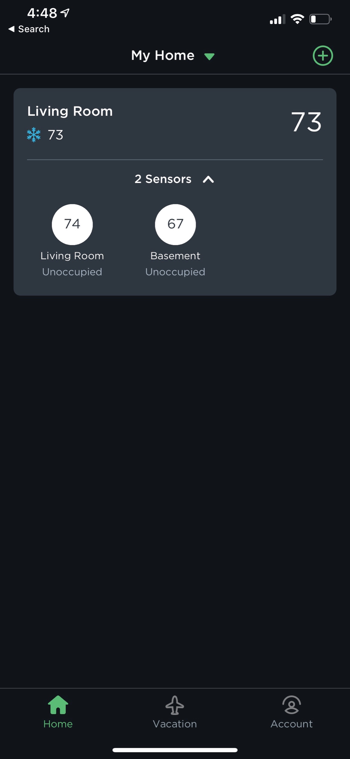 这是您打开ecobee应用程序时看到的。
