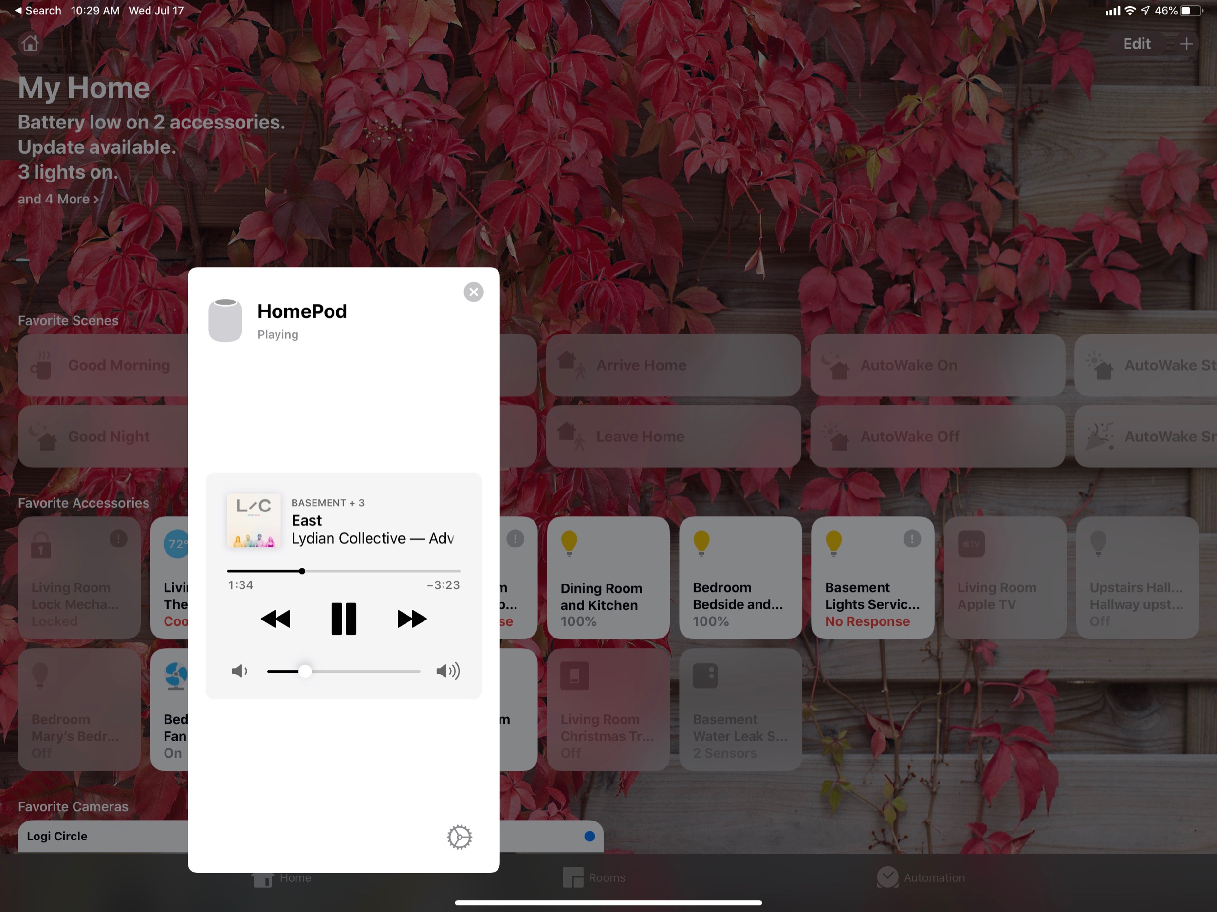 在iOS 13中,HomePod播放控件直接显示在Home应用中。