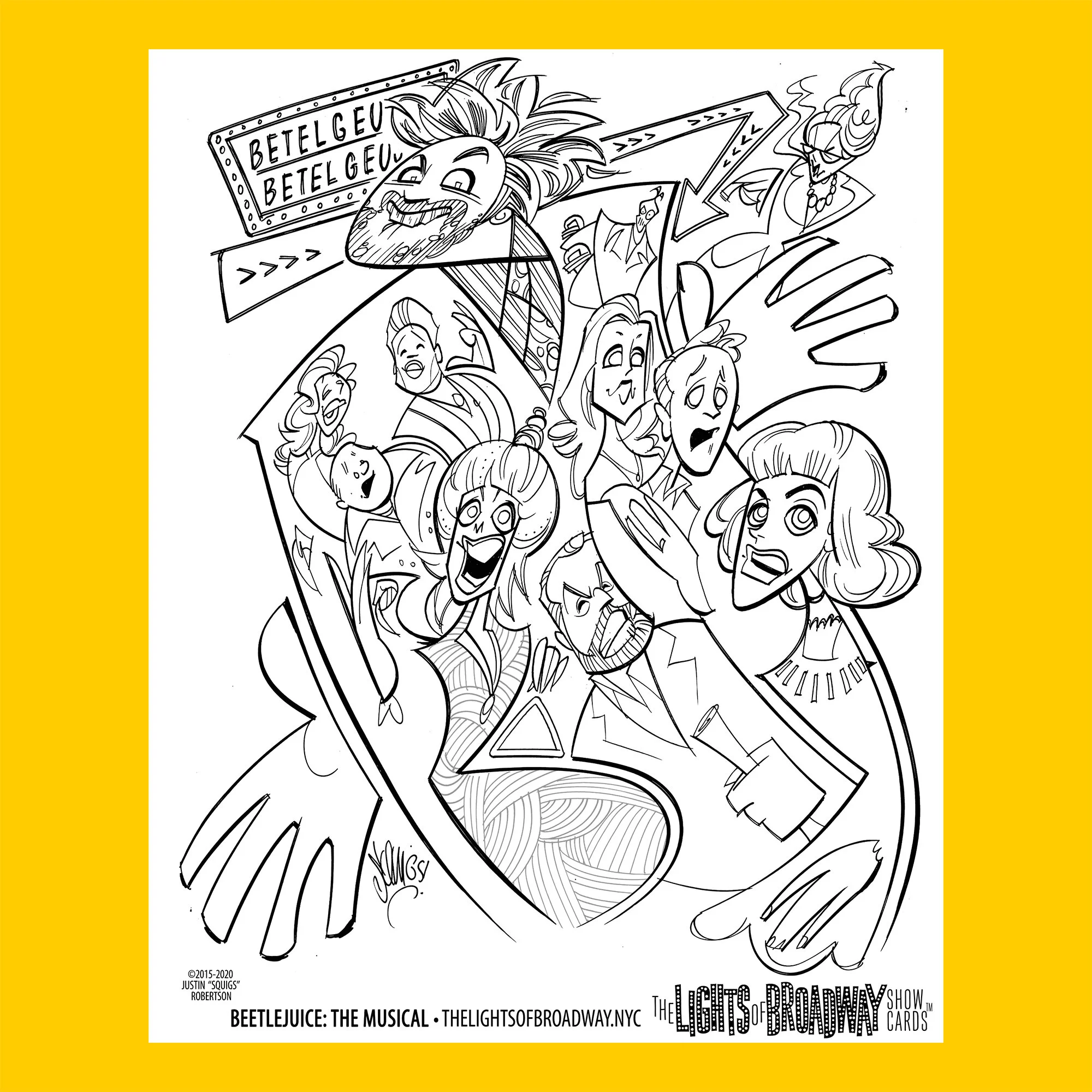 Coloring Page Beetlejuice The Lights Of Broadway Show Cards