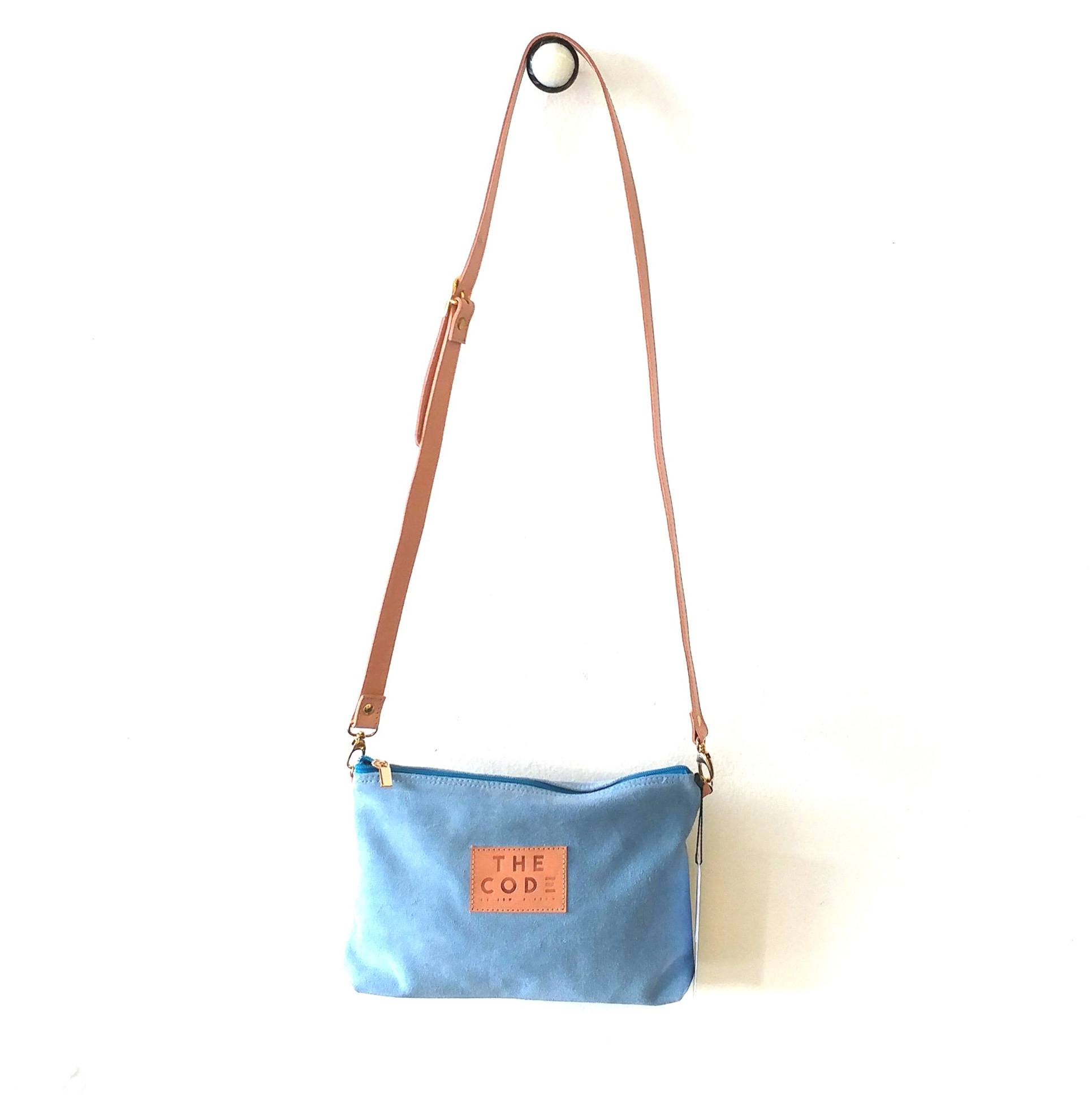 sky blue shoes and bag