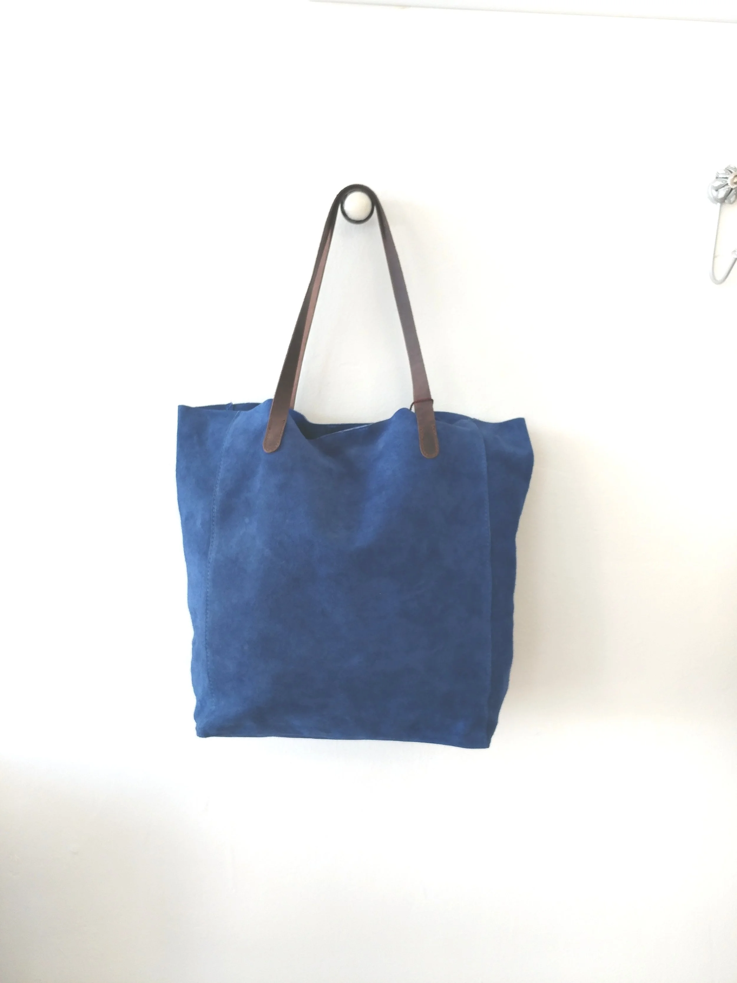 blue suede tote