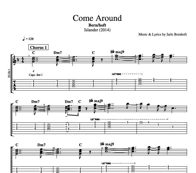 Come Around Bernhoft Guitar Bass Piano Vocal Tabs