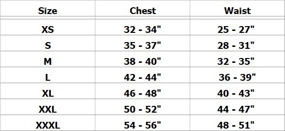 Vest Size Chart