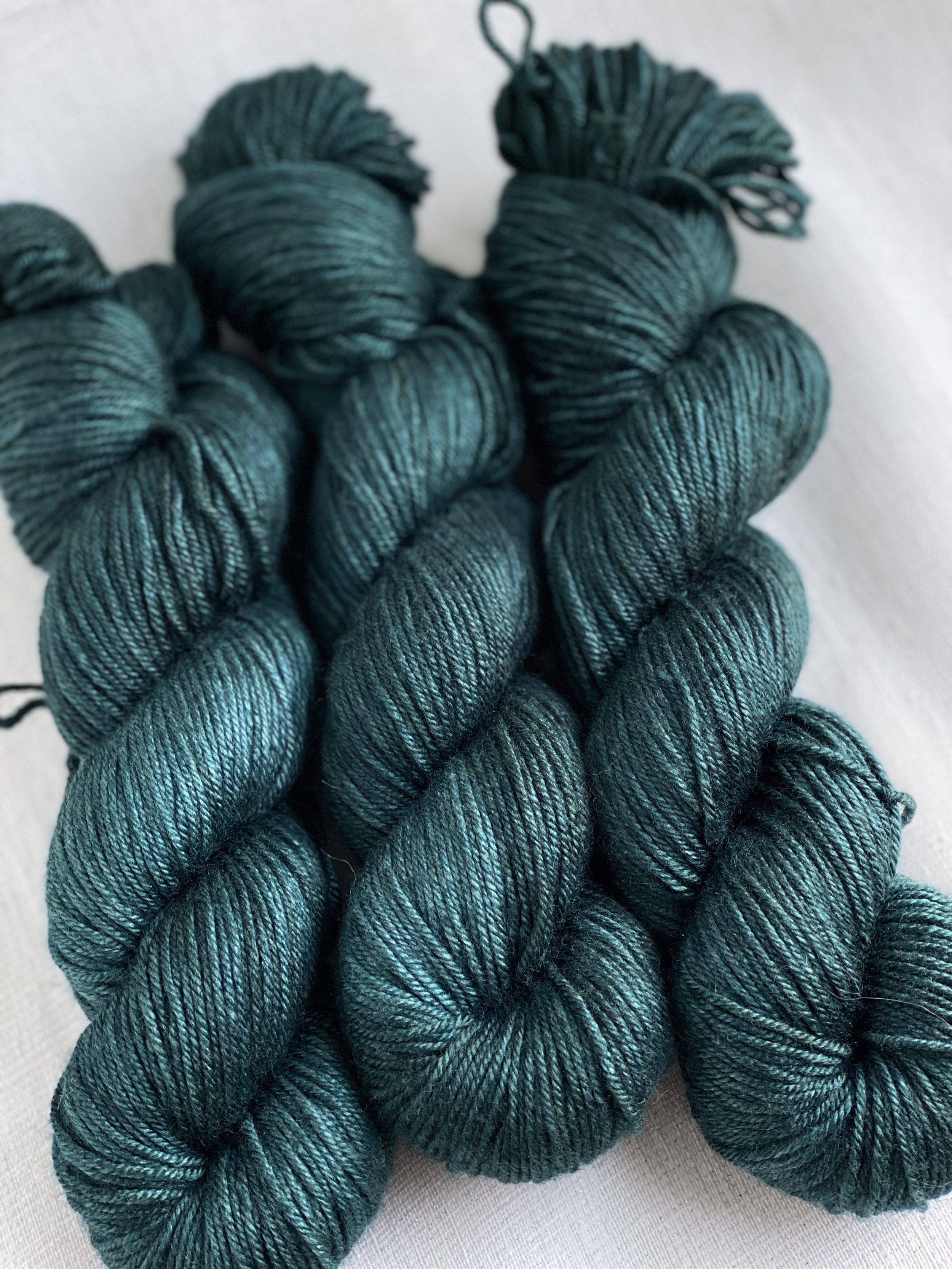 Hand Dyed Yarn If a Teal Falls in the Forest Blue Navy Teal