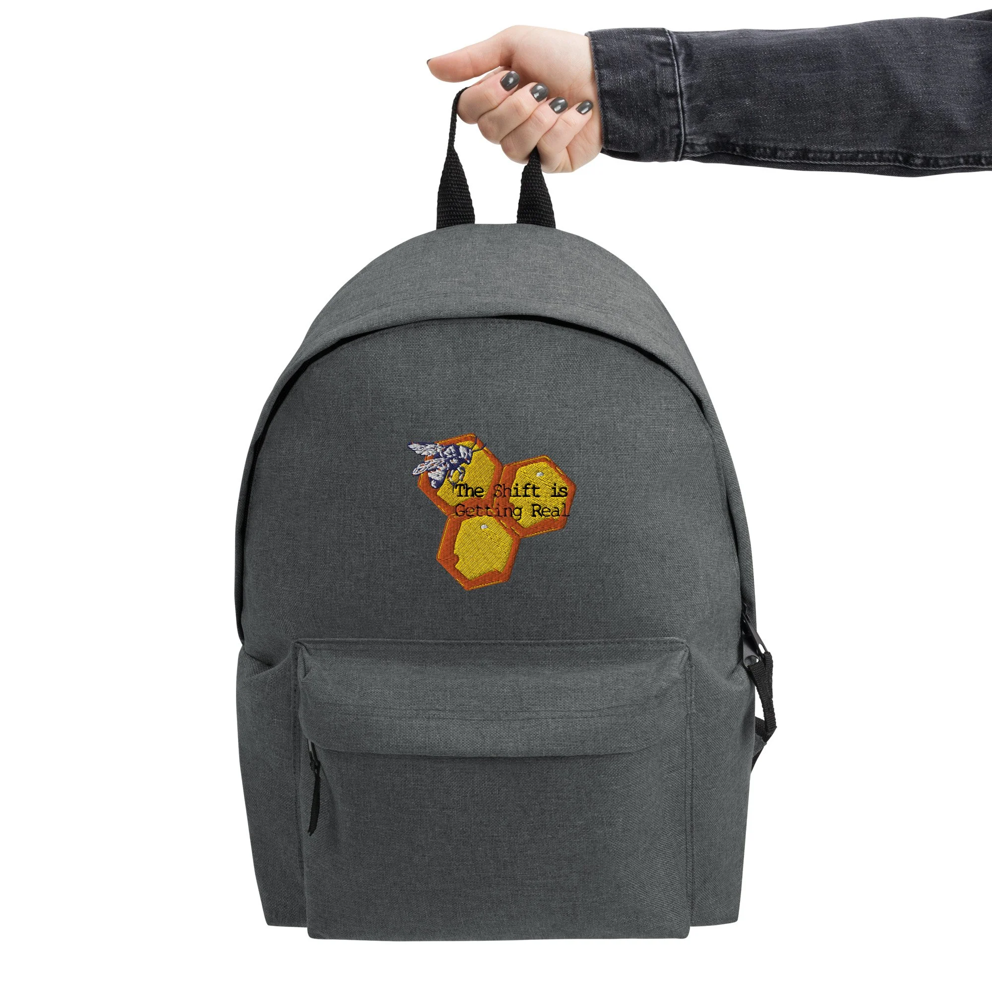 Embroidered backpack sale