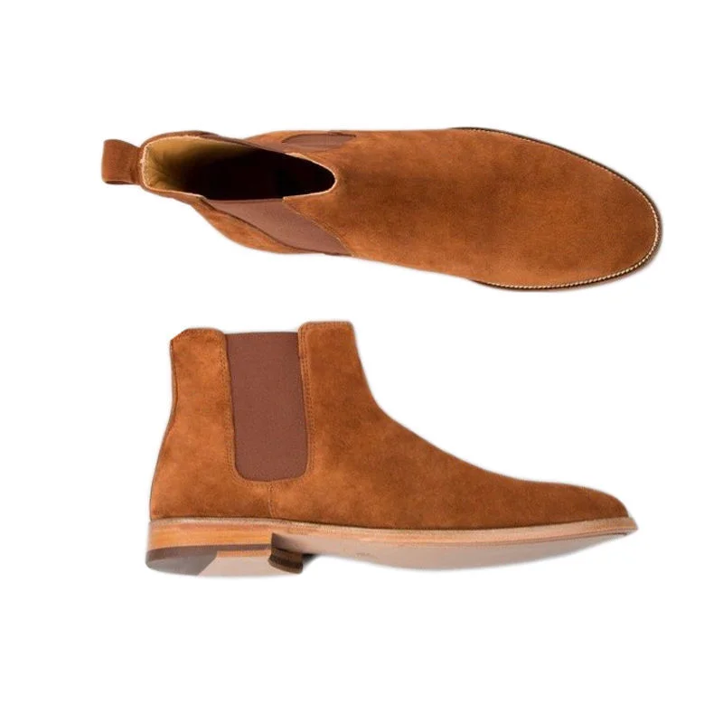 Custom Made Men Tan Chelsea Boots Suede Leather Cmb 122 Curvento