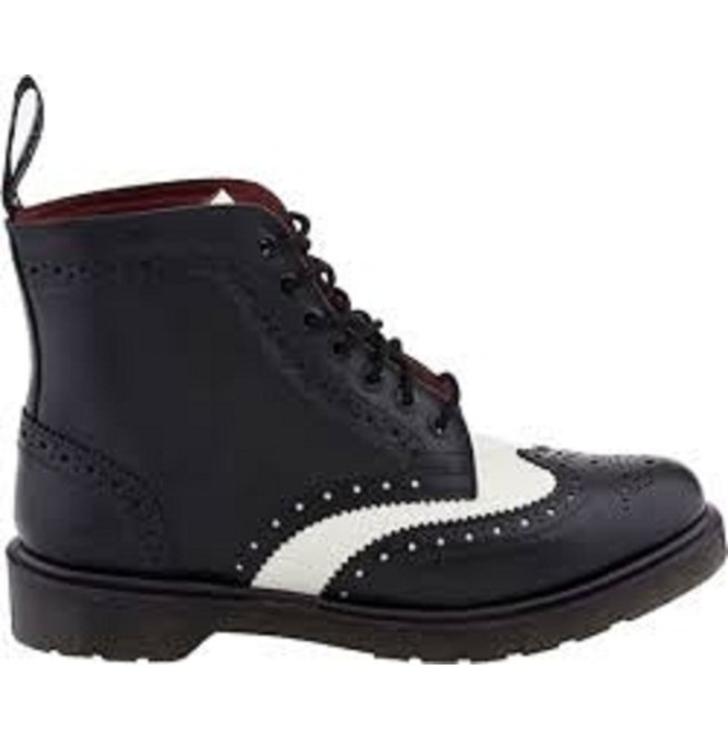 black and white wingtip boots