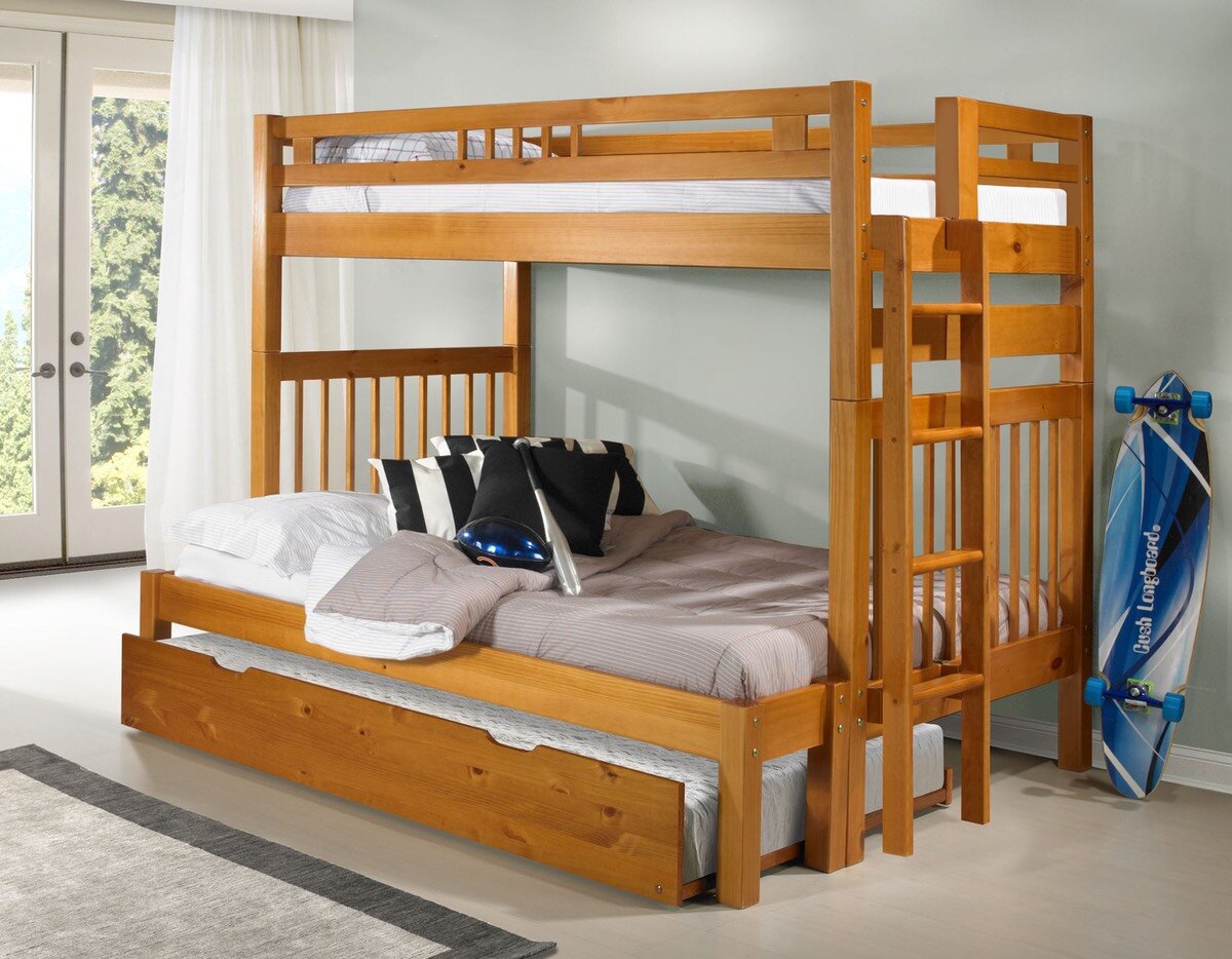 Platform Bedboston Solid Wood Bunk Bed, Solid Wood Bunk Bed With Futon