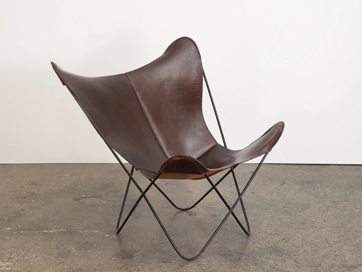 Tobacco Leather Hardoy Butterfly Chair For Knoll Oam