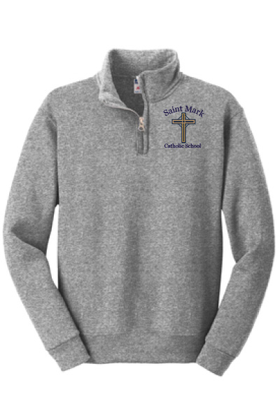 St. Mark - ADULT ONLY JERZEE BRAND K-5 Gray 1/4-Zip Cadet Collar
