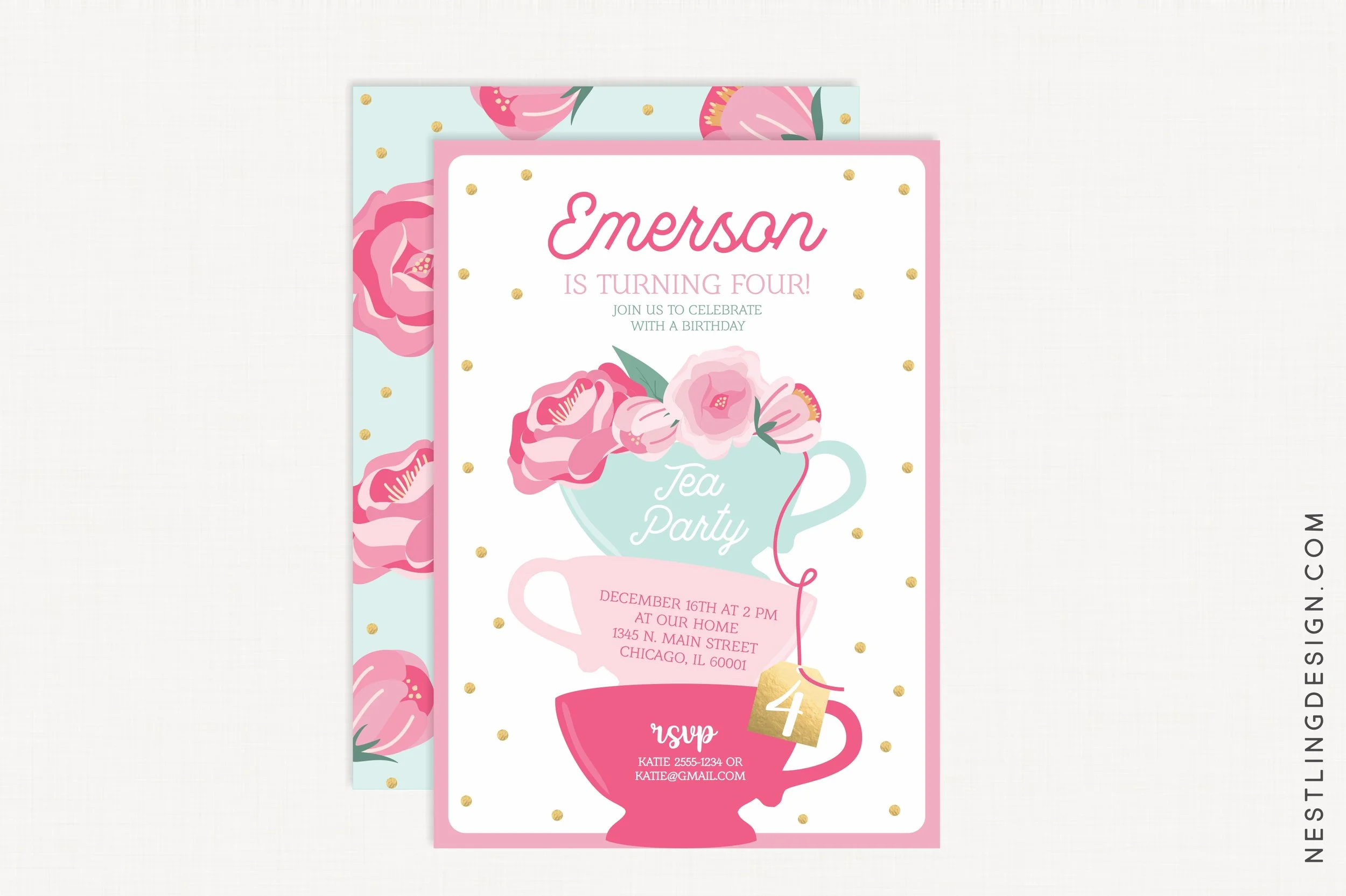 Tea Party Invitation Set Nestling Design Tea Party Invitation Set Nestling Design
