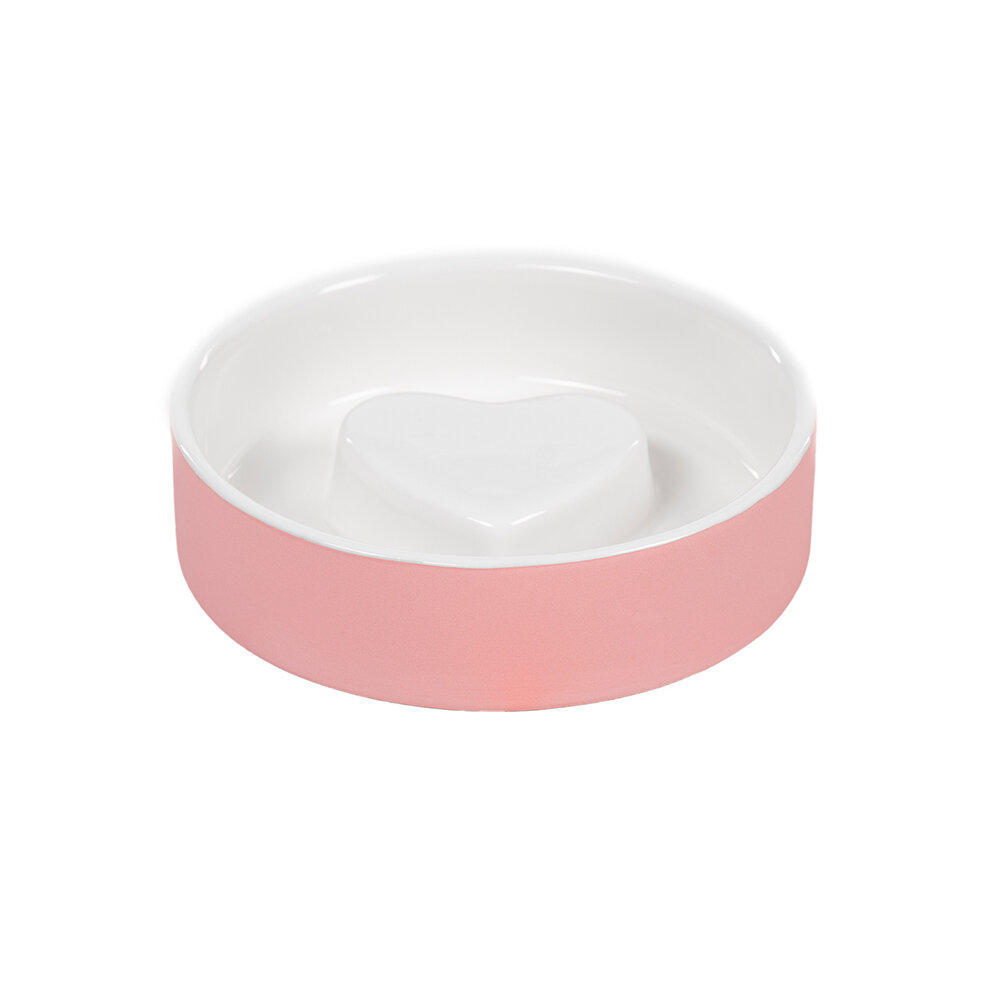 Harmony Pink Plastic Slow Feeder Dog Bowl, Large