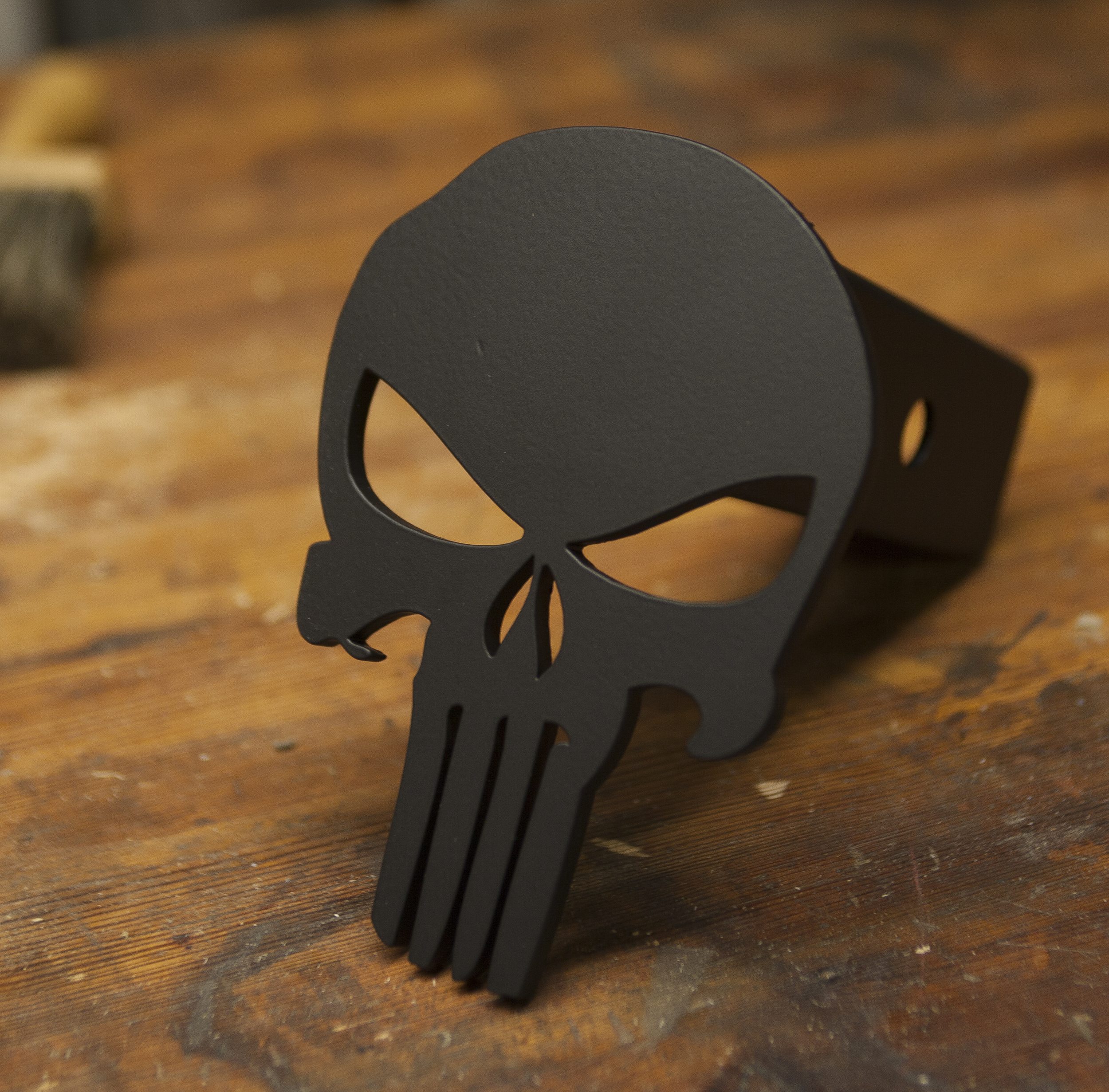 Punisher Flag Hitch Cover Black and Grey 