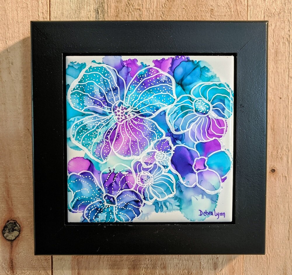 Floral Abstract Coaster Set — Pottery & Fine Art by Debra Lynn