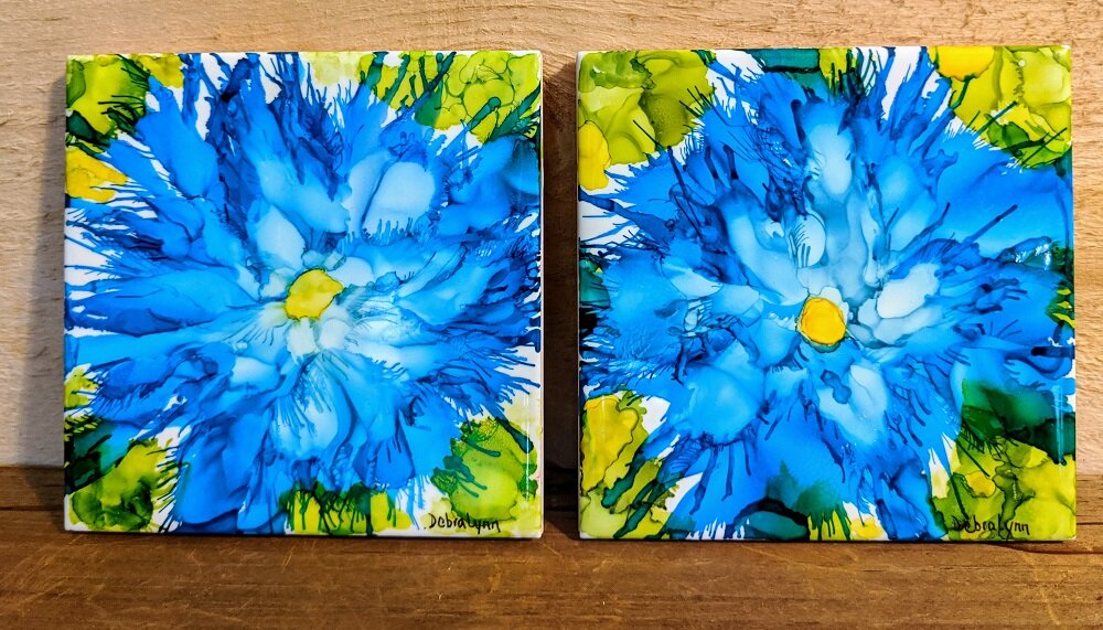 Floral Abstract Coaster Set — Pottery & Fine Art by Debra Lynn