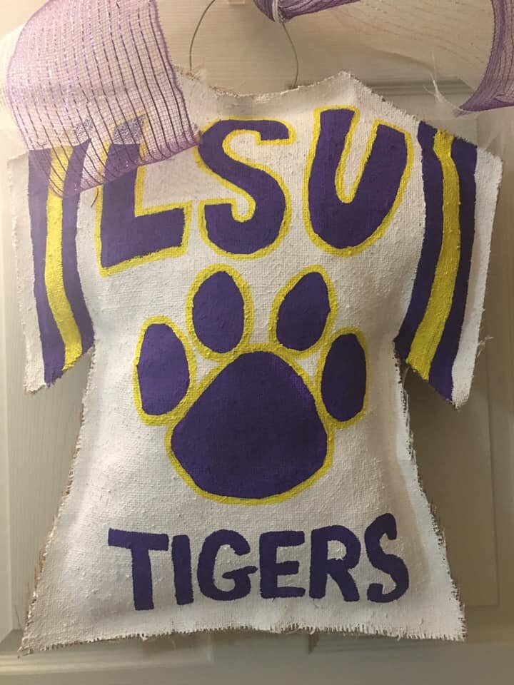 Lsu Tigers Burlap Door Hanger Happy Hooplala