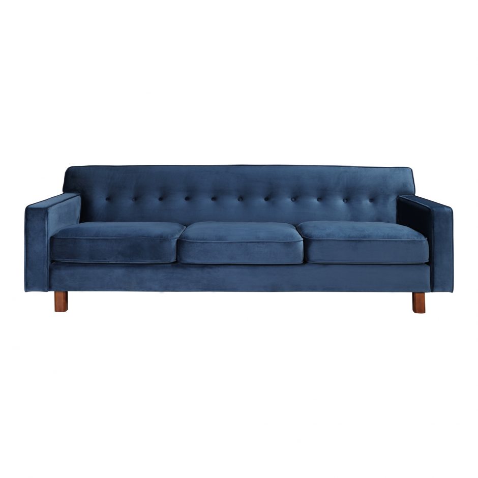 Buckle Velvet Tufted Blue Sofa Native Citizen