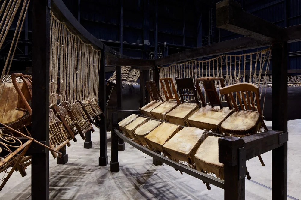 Chen Zhen . Jue Chang, Dancing Body – Drumming Mind (The Last Song), 2000 (detail) Installation view, Pirelli HangarBicocca, Milan, 2020 PINAULT COLLECTION © ADAGP, Paris Courtesy Pirelli HangarBicocca, Milan Photo: Agostino Osio