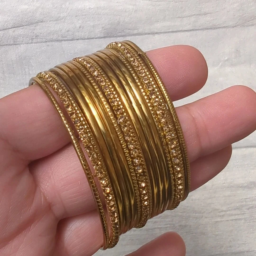 Pack of Antique Gold Bangles — Glimour Jewellery