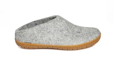 Glerups Open Heel Slipper With Natural Rubber Sole - Light Grey — stuff