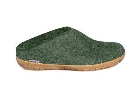 Glerups Open Heel Slipper With Natural Rubber Sole - Hunter Green — stuff