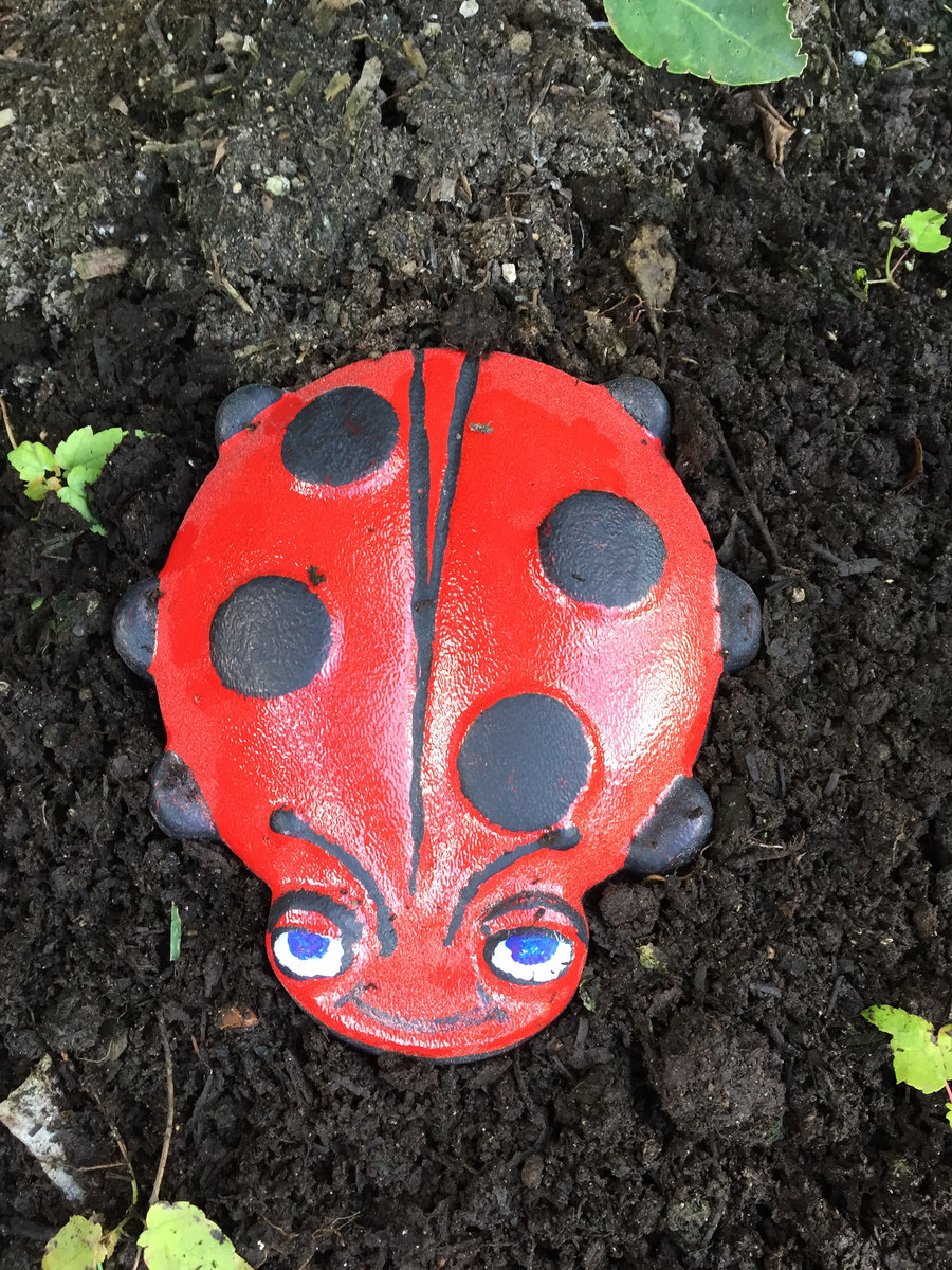 Plastic ladybug mold plaster concrete casting garden mould 7.5" x 5.75" x 2.5" 