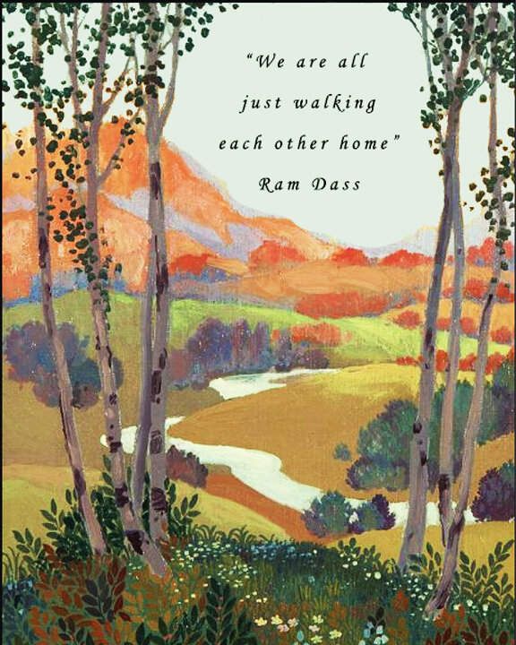 FRAMED RAM DASS-WE ARE ALL JUST WALKING HOME — Enlightened Heart Poetry and  Painting Framed Prints -Let's Talk About Color