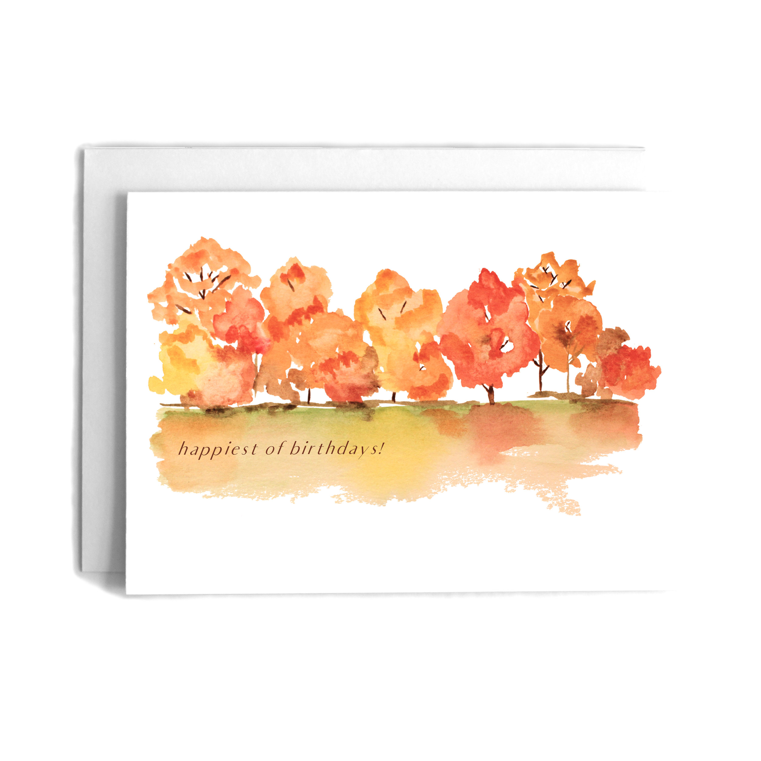 Fall Tree Scene Birthday Greeting Card, Landscape Birthday Cards
