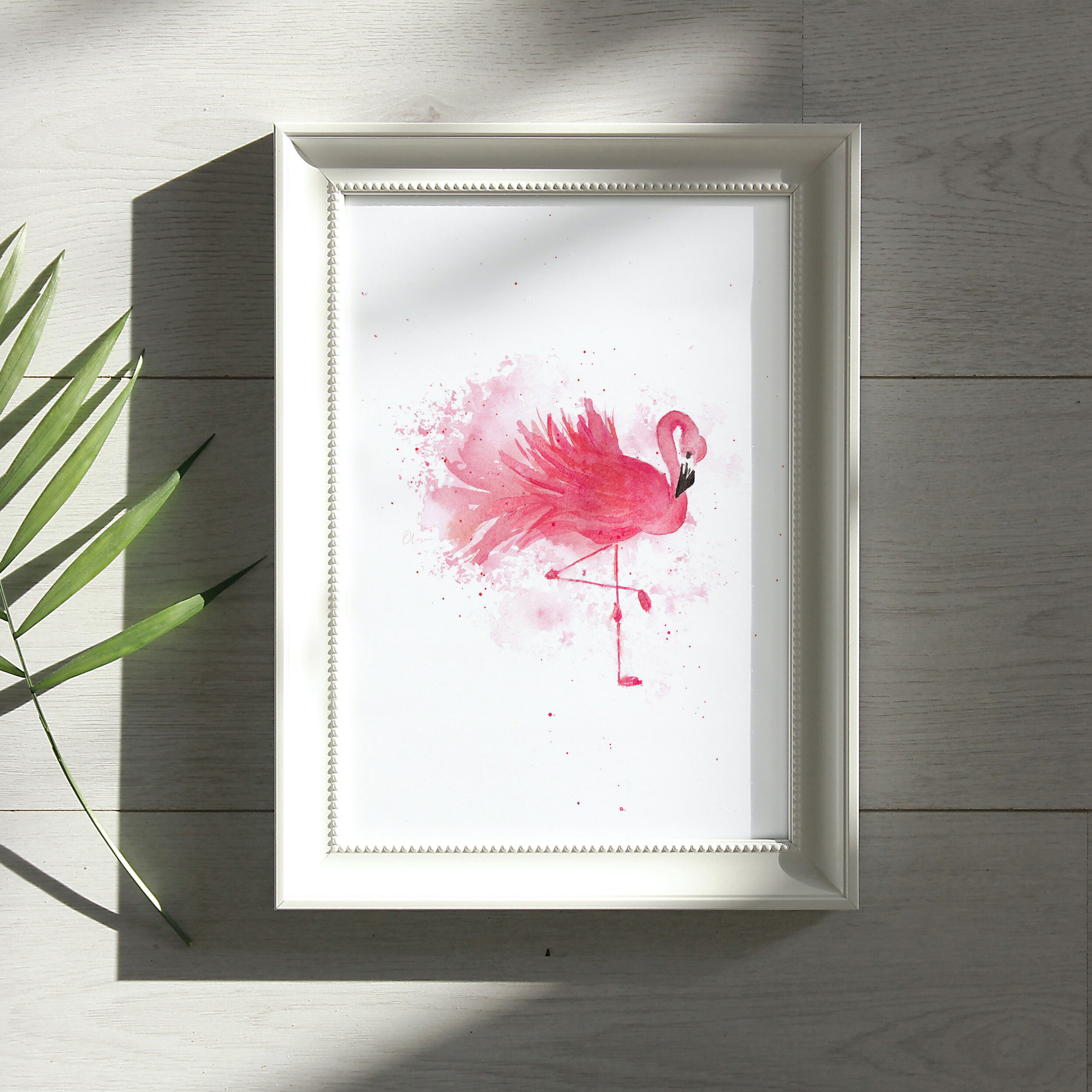Flamingo fine art print: hand painted watercolor pink flamingo for a cause  in 8x10 and 5x7 — Cafe Notes + Company
