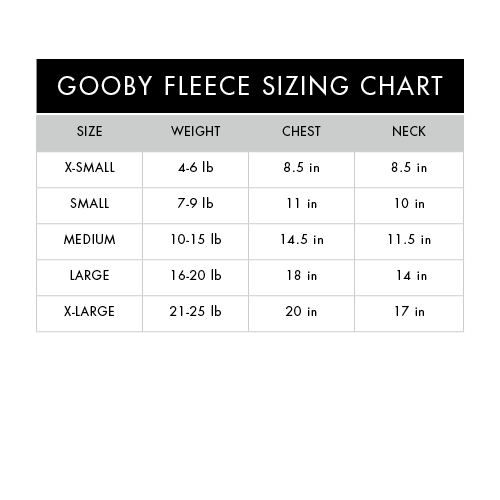 Gooby Size Chart